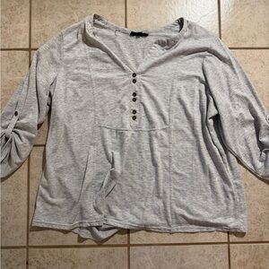 Light Gray Button-Up Blouse